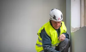 Operaio Edilerica con casco in cantiere